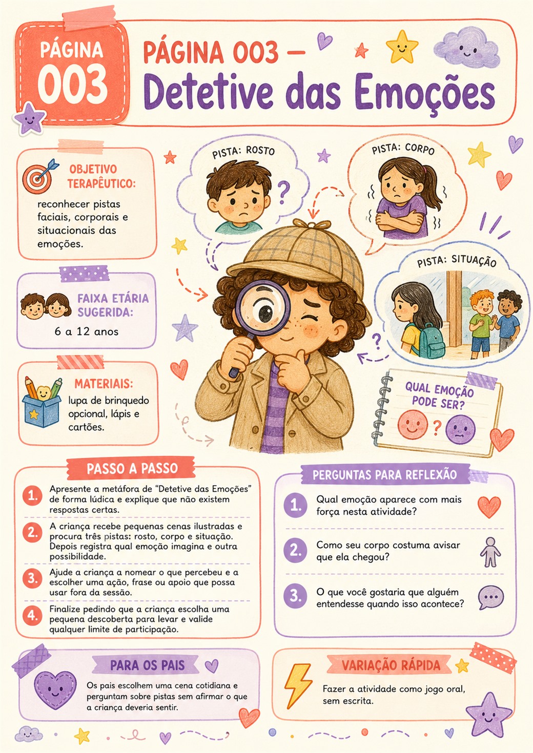 Página do kit: Detetive das Emoções